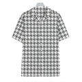 Grey And White Houndstooth Pattern Print Hawaiian Shirt