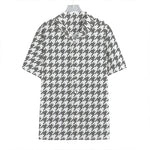 Grey And White Houndstooth Pattern Print Hawaiian Shirt