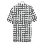 Grey And White Houndstooth Pattern Print Hawaiian Shirt