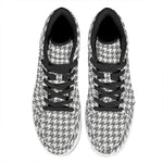 Grey And White Houndstooth Pattern Print High Top Leather Sneakers