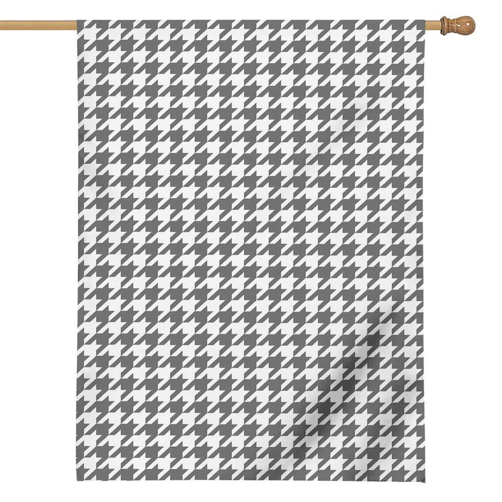 Grey And White Houndstooth Pattern Print House Flag