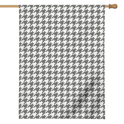 Grey And White Houndstooth Pattern Print House Flag