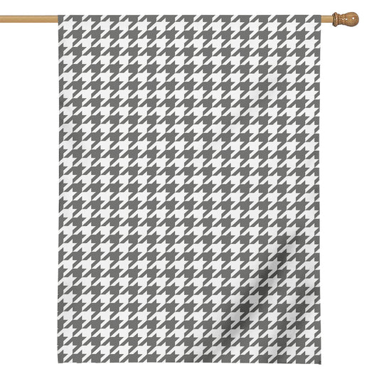 Grey And White Houndstooth Pattern Print House Flag