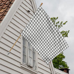 Grey And White Houndstooth Pattern Print House Flag