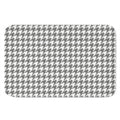 Grey And White Houndstooth Pattern Print Indoor Door Mat