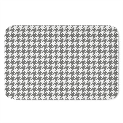 Grey And White Houndstooth Pattern Print Indoor Door Mat