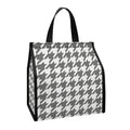 Grey And White Houndstooth Pattern Print Insulated Lunch Tote