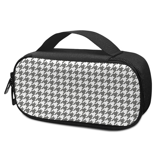 Grey And White Houndstooth Pattern Print Insulin Cooler Travel Case