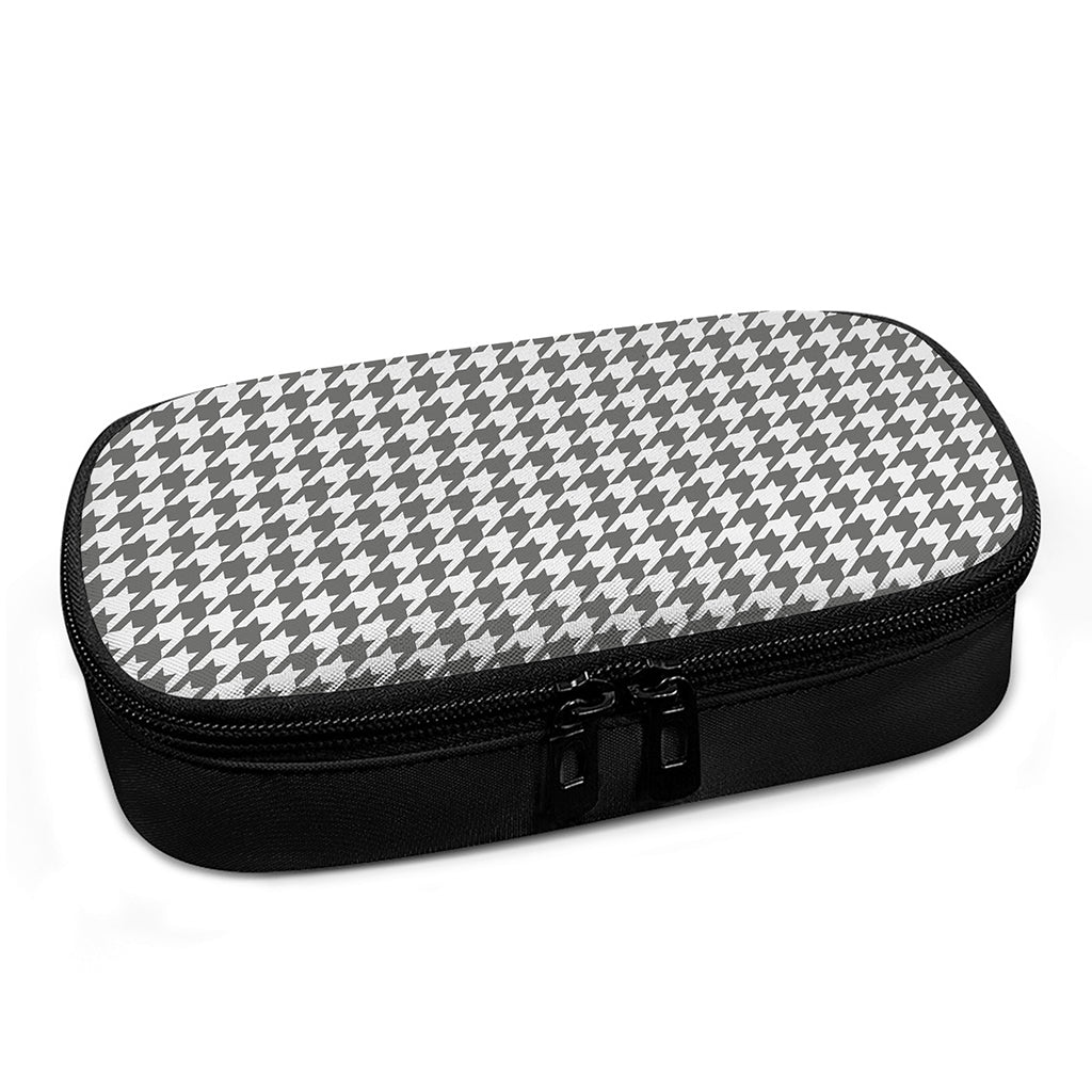 Grey And White Houndstooth Pattern Print Insulin Cooler Travel Case
