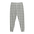 Grey And White Houndstooth Pattern Print Jogger Pants