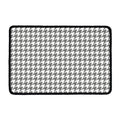 Grey And White Houndstooth Pattern Print Kitchen Mat