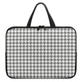 Grey And White Houndstooth Pattern Print Laptop Sleeve With Handle