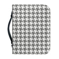 Grey And White Houndstooth Pattern Print Leather Bible Cover