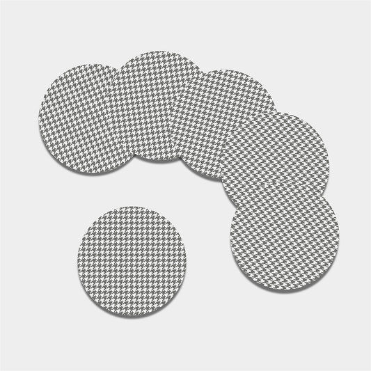 Grey And White Houndstooth Pattern Print Leather Coaster Set