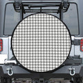 Grey And White Houndstooth Pattern Print Leather Spare Tire Cover