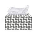 Grey And White Houndstooth Pattern Print Leather Tissue Box Cover