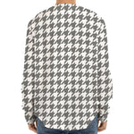 Grey And White Houndstooth Pattern Print Long Sleeve Baseball Jersey
