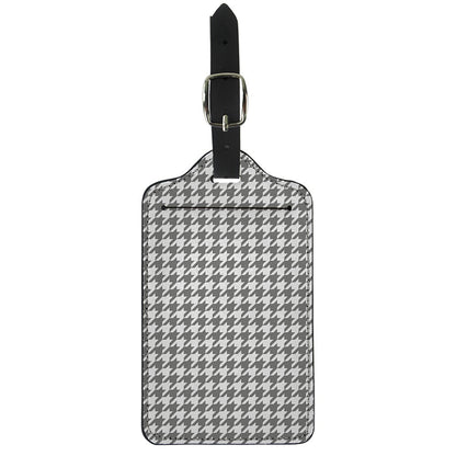 Grey And White Houndstooth Pattern Print Luggage Tag