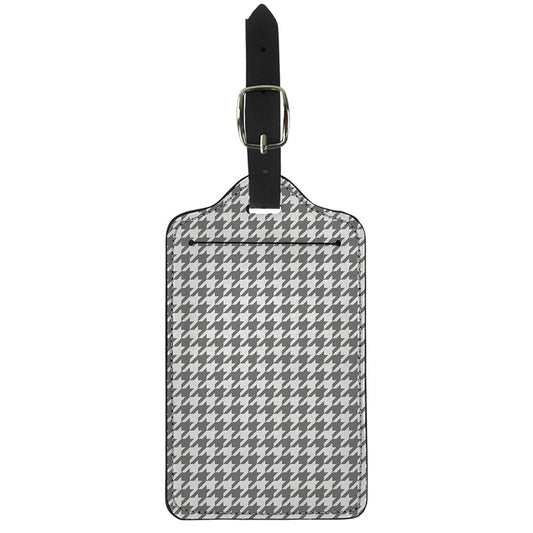 Grey And White Houndstooth Pattern Print Luggage Tag