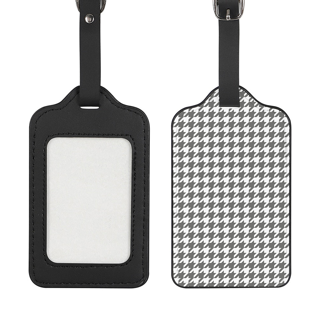 Grey And White Houndstooth Pattern Print Luggage Tag