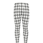 Grey And White Houndstooth Pattern Print Men's leggings
