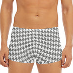 Grey And White Houndstooth Pattern Print Men's Short Boxer Briefs