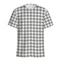 Grey And White Houndstooth Pattern Print Men's Athletic T-Shirt