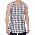 Grey And White Houndstooth Pattern Print Men's Velvet Tank Top