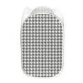 Grey And White Houndstooth Pattern Print Mesh Laundry Hamper