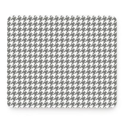 Grey And White Houndstooth Pattern Print Mouse Pad