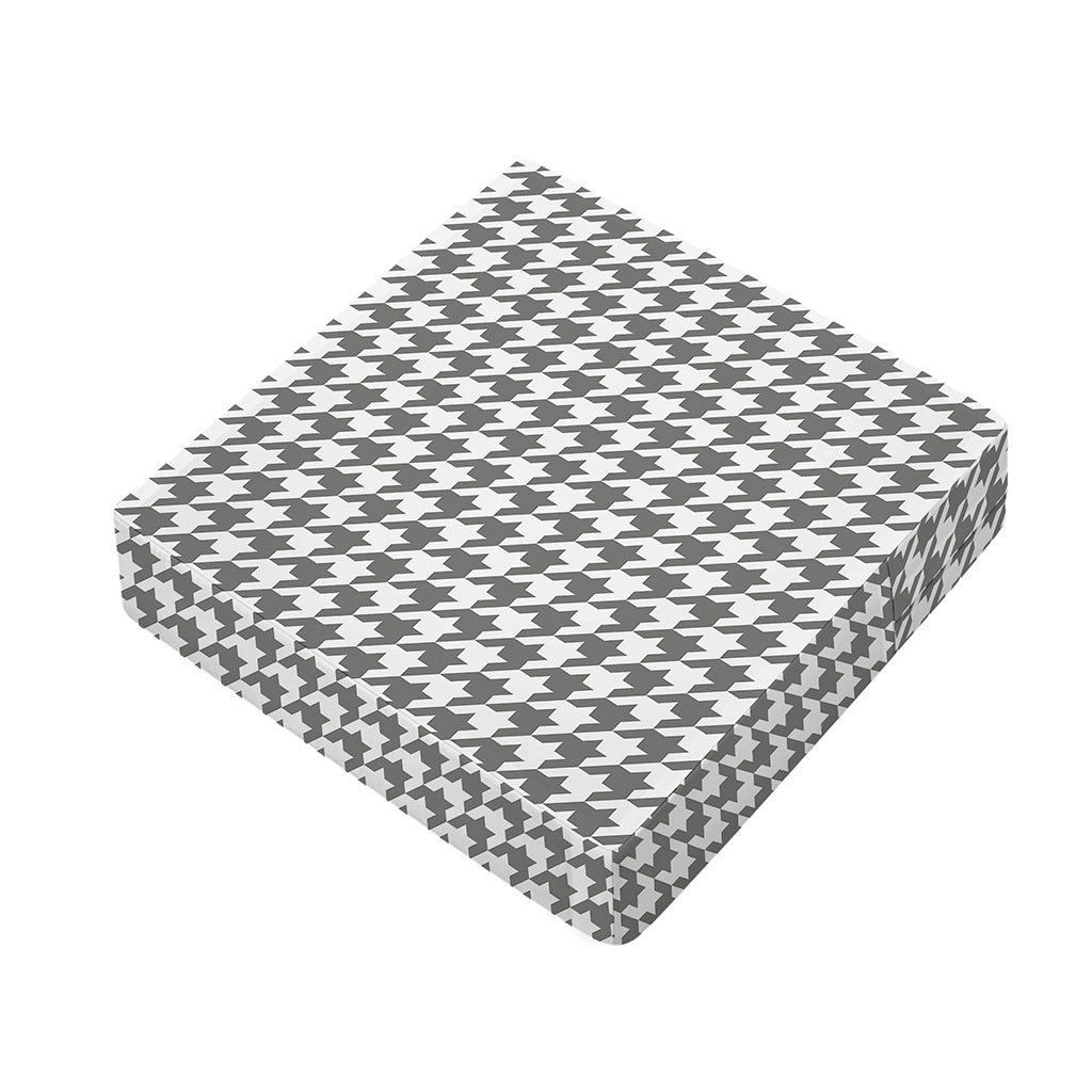 Grey And White Houndstooth Pattern Print Outdoor Seat Cushion Cover