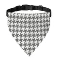 Grey And White Houndstooth Pattern Print Over The Collar Dog Bandana