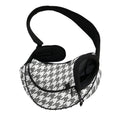 Grey And White Houndstooth Pattern Print Pet Sling Carrier