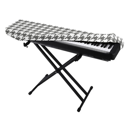 Grey And White Houndstooth Pattern Print Piano Keyboard Cover