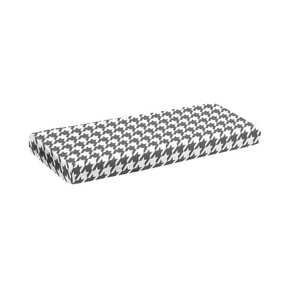 Grey And White Houndstooth Pattern Print Piano Keyboard Cover