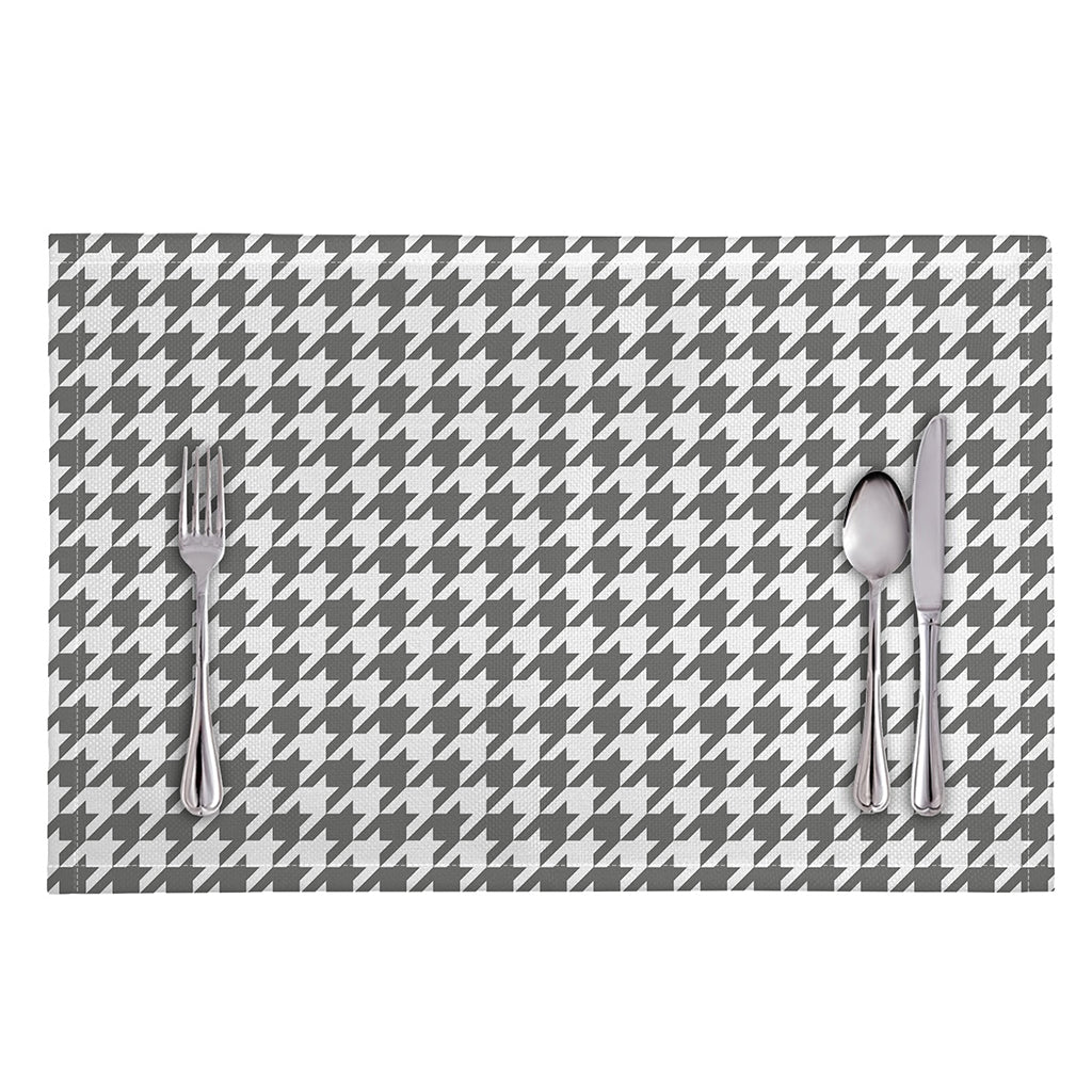 Grey And White Houndstooth Pattern Print Placemat
