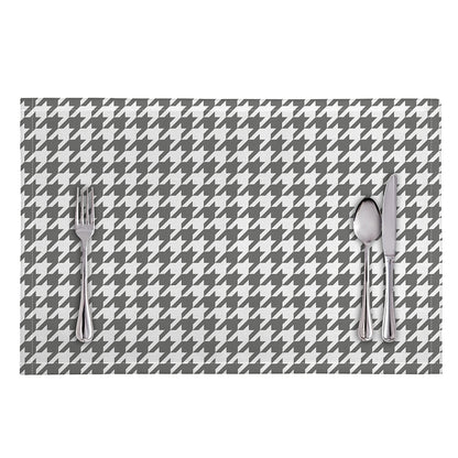 Grey And White Houndstooth Pattern Print Placemat