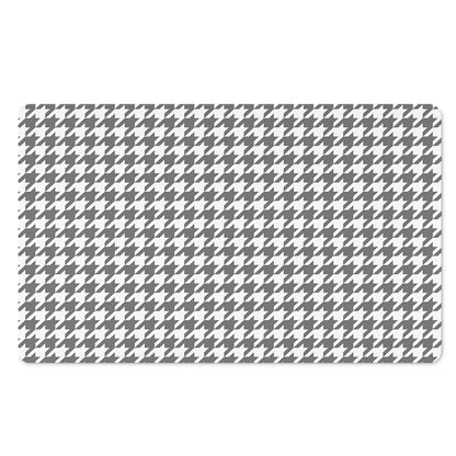 Grey And White Houndstooth Pattern Print Polyester Doormat