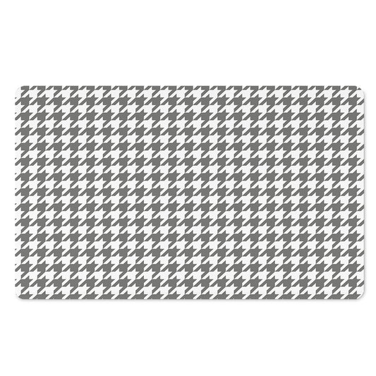 Grey And White Houndstooth Pattern Print Polyester Doormat