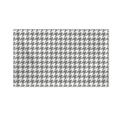 Grey And White Houndstooth Pattern Print Polyester Flag