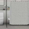 Grey And White Houndstooth Pattern Print Polyester Shower Curtain