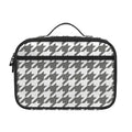 Grey And White Houndstooth Pattern Print Portable Lunch Bag