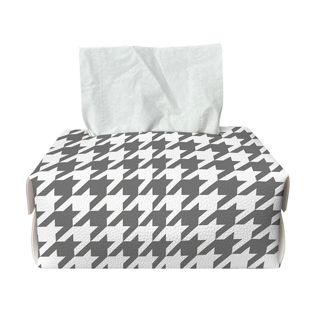 Grey And White Houndstooth Pattern Print Rectangle Tissue Box Cover