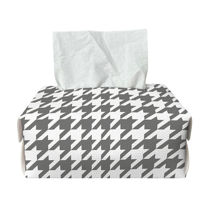 Grey And White Houndstooth Pattern Print Rectangle Tissue Box Cover