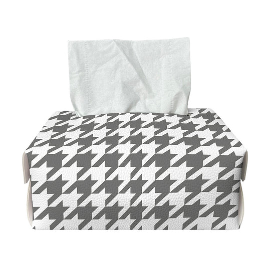 Grey And White Houndstooth Pattern Print Rectangle Tissue Box Cover