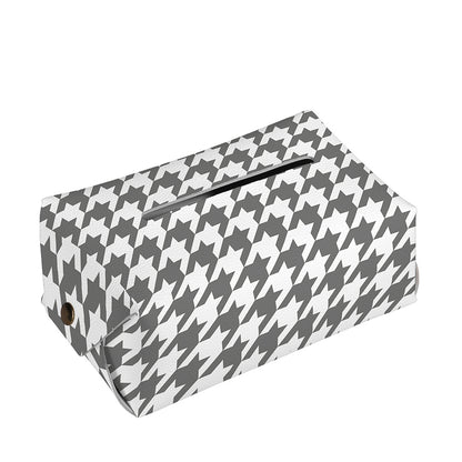 Grey And White Houndstooth Pattern Print Rectangle Tissue Box Cover