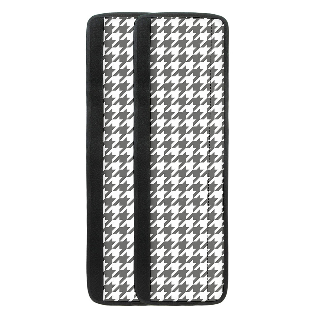 Grey And White Houndstooth Pattern Print Refrigerator Handle Covers