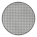 Grey And White Houndstooth Pattern Print Round Floor Mat