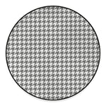 Grey And White Houndstooth Pattern Print Round Floor Mat