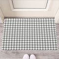 Grey And White Houndstooth Pattern Print Rubber Doormat